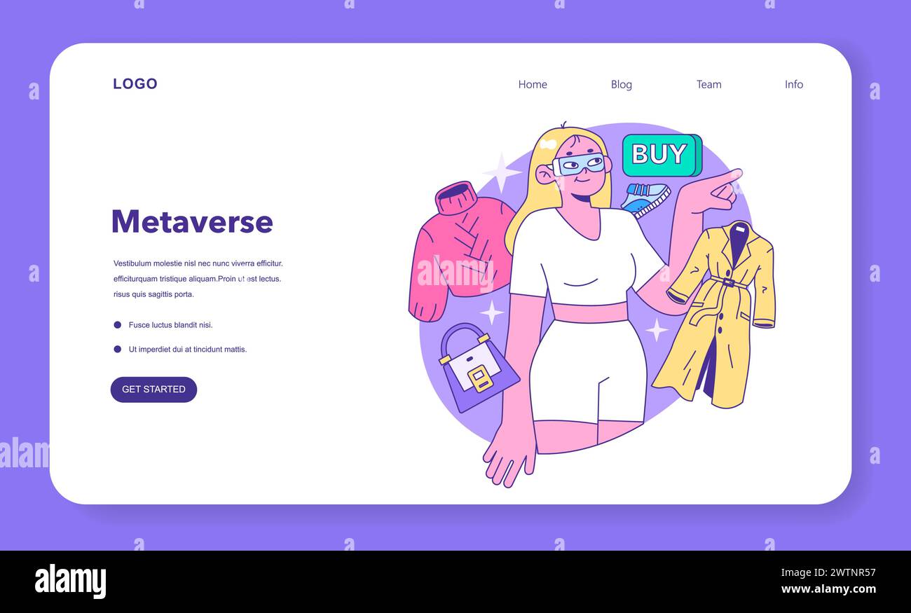 Metaverse web banner or landing page. VR futuristic technology. Digital ...