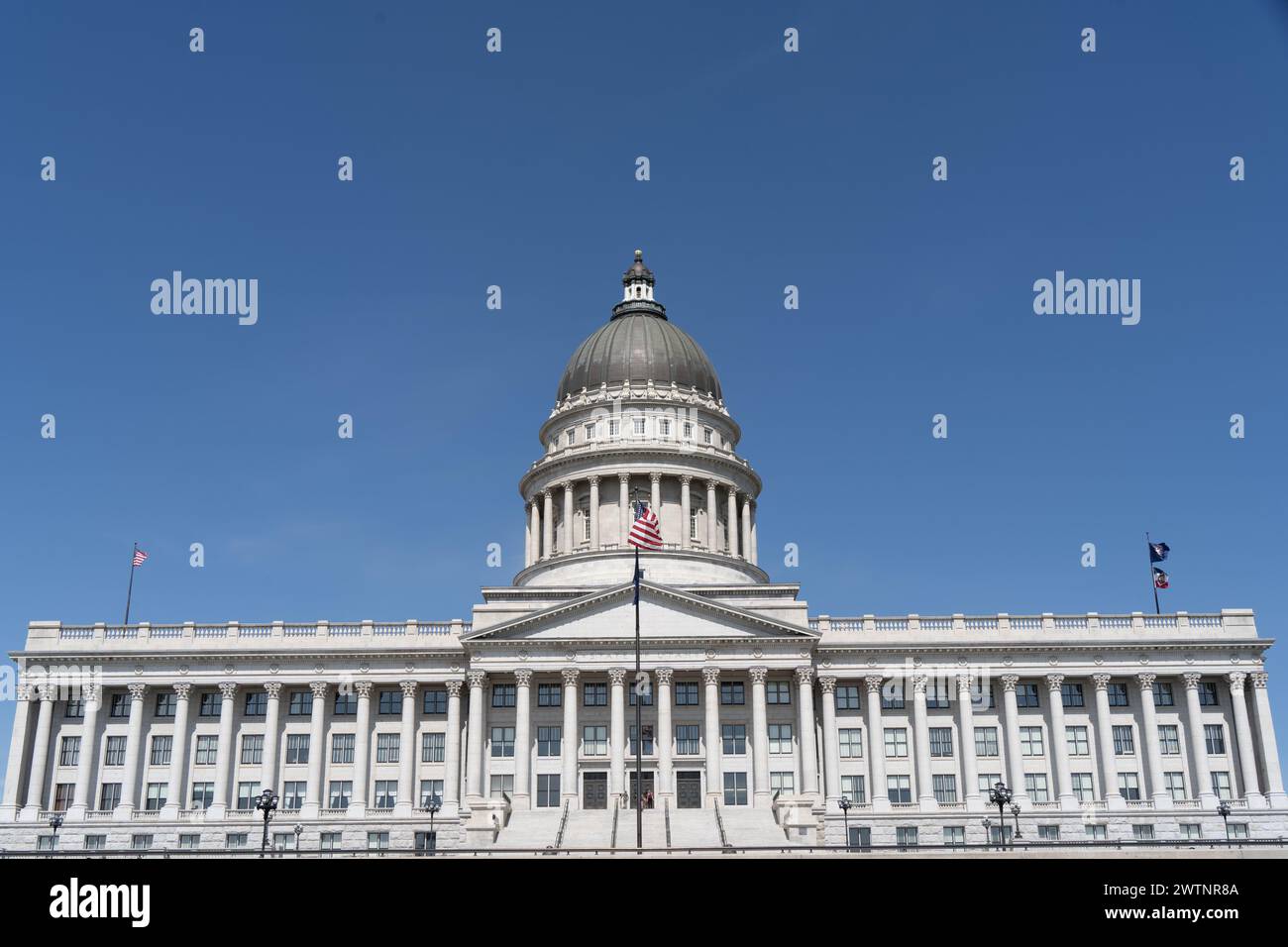Salt Lake City, Utah – September 12, 2023: Utah State Capitol Building dome with Copy Space Stock Photo