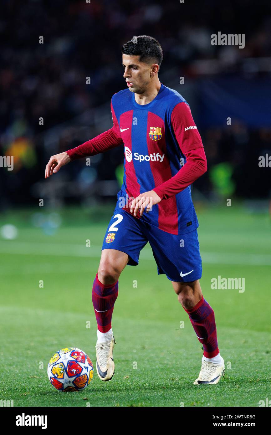 Barcelona, Spain. 12th Mar, 2024. Joao Cancelo in action during the Uefa Champions League match between FC Barcelona and SSC Napoli at the Estadi Olim Stock Photo