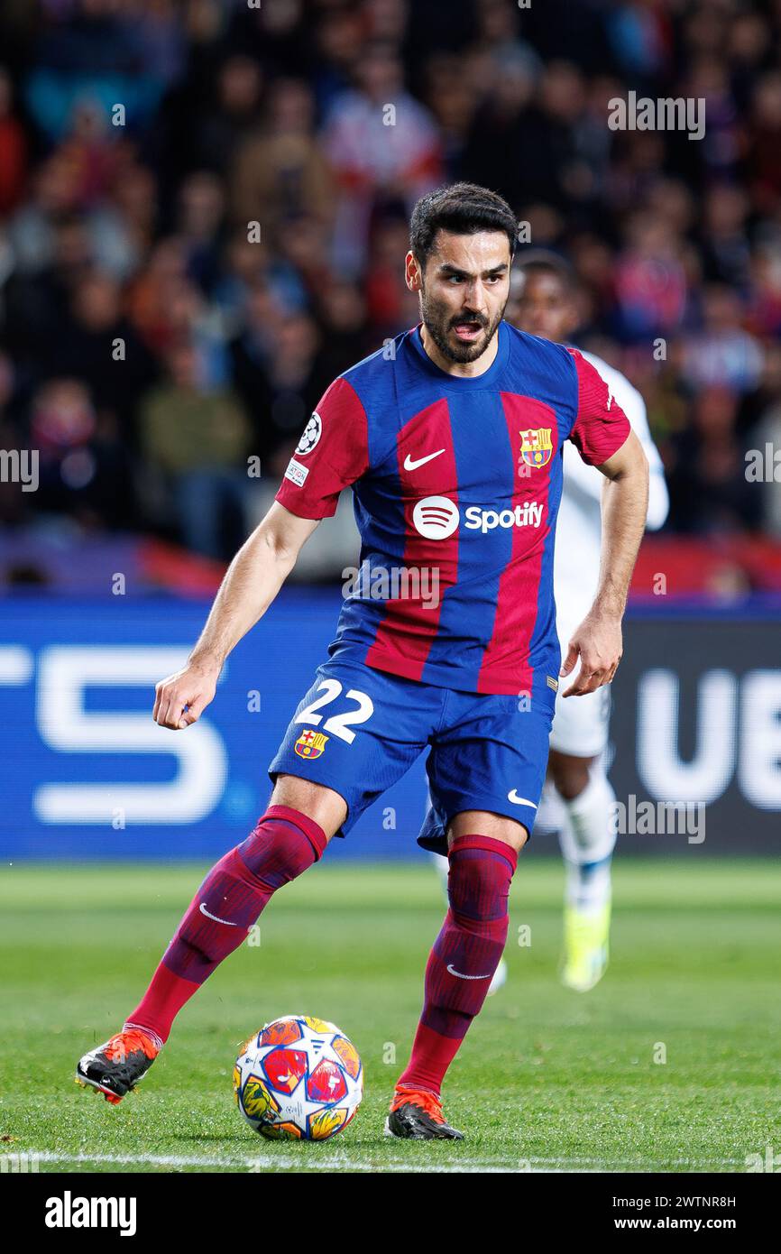 Barcelona, Spain. 12th Mar, 2024. Gundogan in action during the Uefa Champions League match between FC Barcelona and SSC Napoli at the Estadi Olimpic Stock Photo