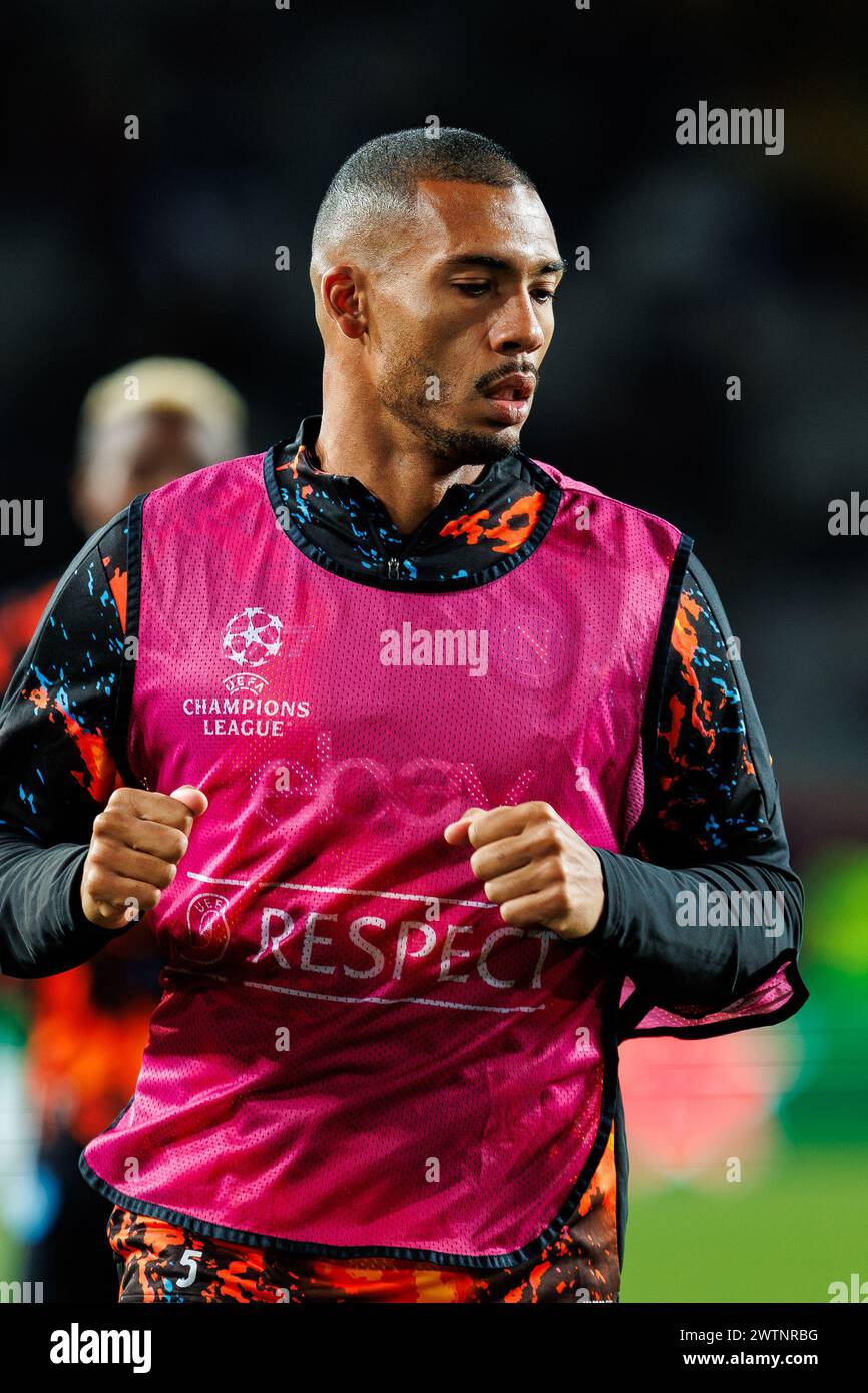 Barcelona, Spain. 12th Mar, 2024. Juan Jesus warms up prior to the Uefa Champions League match between FC Barcelona and SSC Napoli at the Estadi Olimp Stock Photo