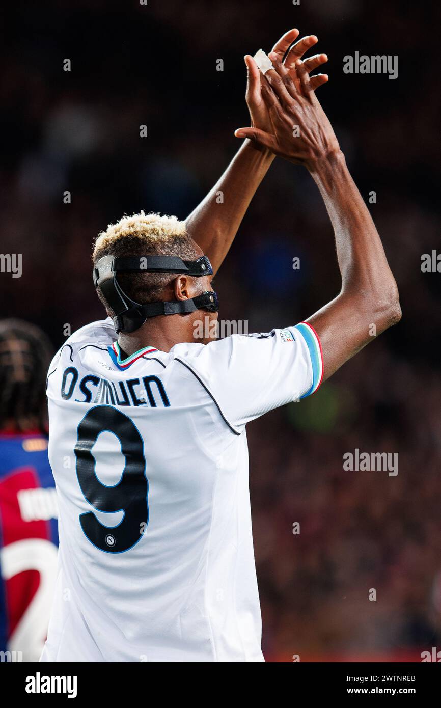Barcelona, Spain. 12th Mar, 2024. Victor Osimhen in action during the Uefa Champions League match between FC Barcelona and SSC Napoli at the Estadi Ol Stock Photo
