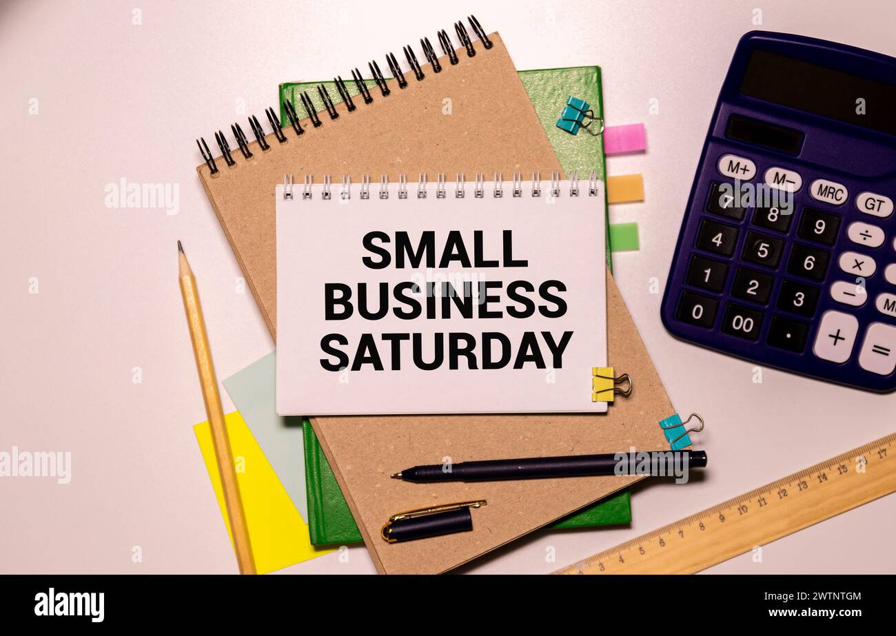 Small Business Saturday - shopping holiday held during the Saturday after Thanksgiving, one of the busiest shopping periods of the year, text concept Stock Photo