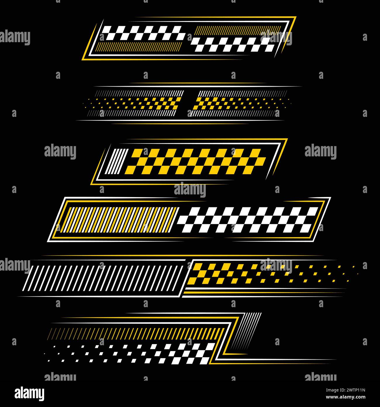 Linear sport white and yellow decals Stock Vector