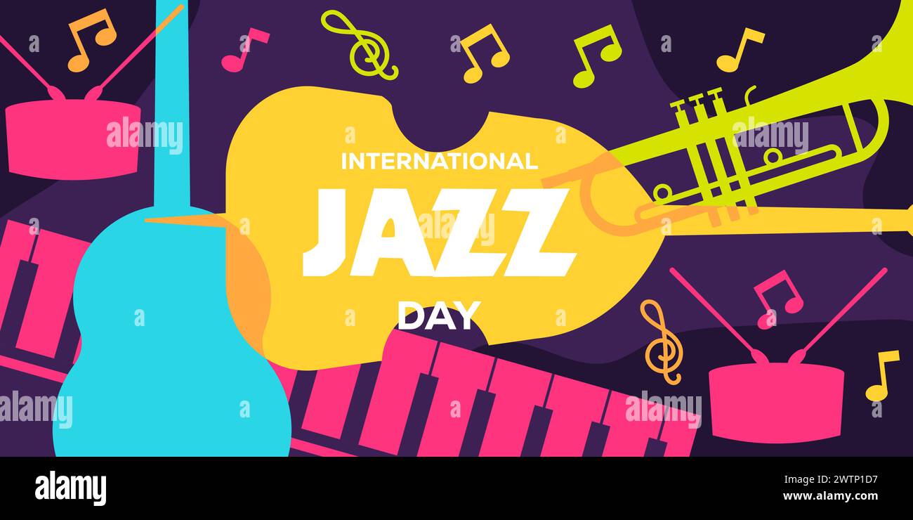 international jazz day horizontal banner illustration Stock Vector