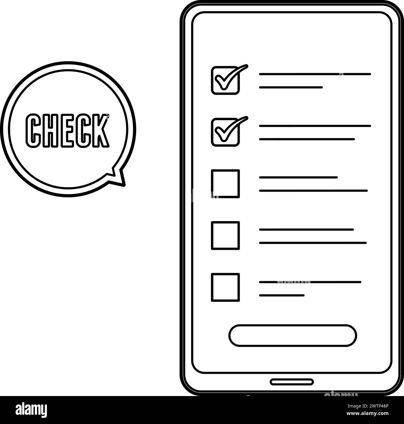 Smartphone check screen. Vector illustration that is easy to edit Stock ...