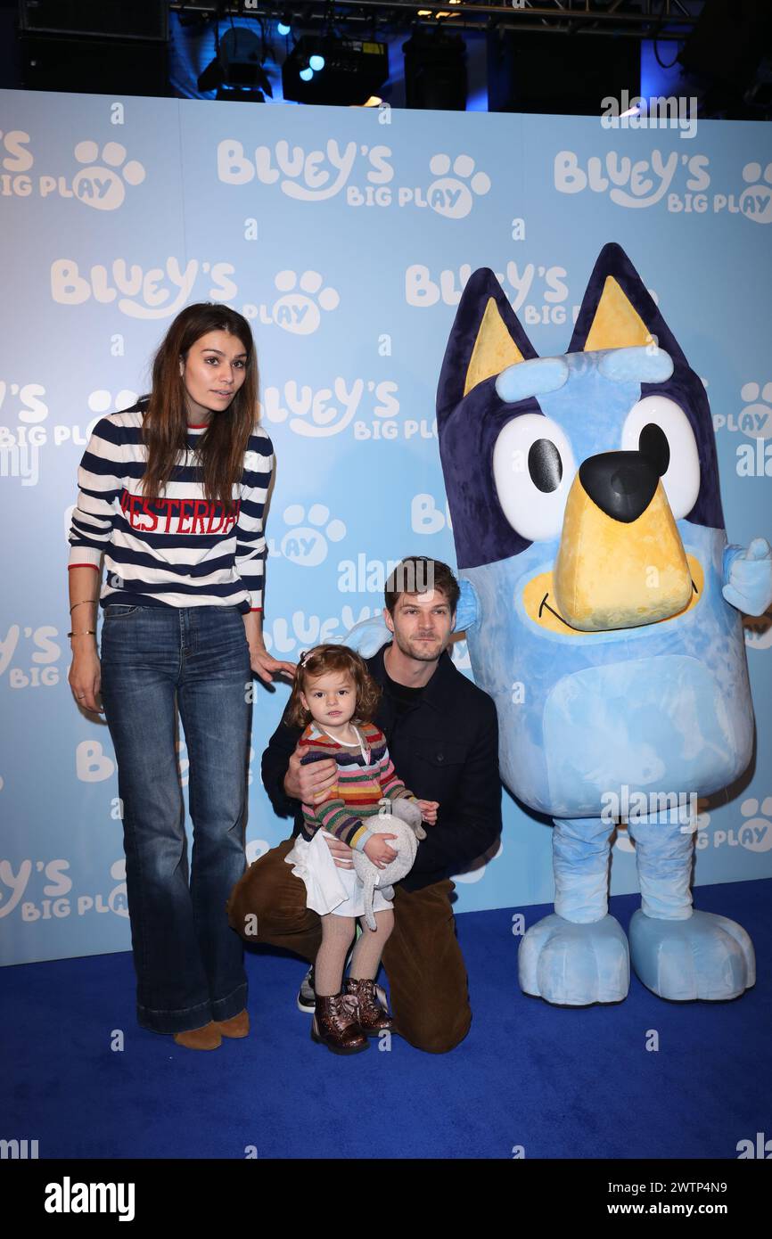 Sarah Tarleton and Jim Chapman attend the UK premiere of Bluey's Big Play at Southbank Centre’s Royal Festival Hall in London. Stock Photo
