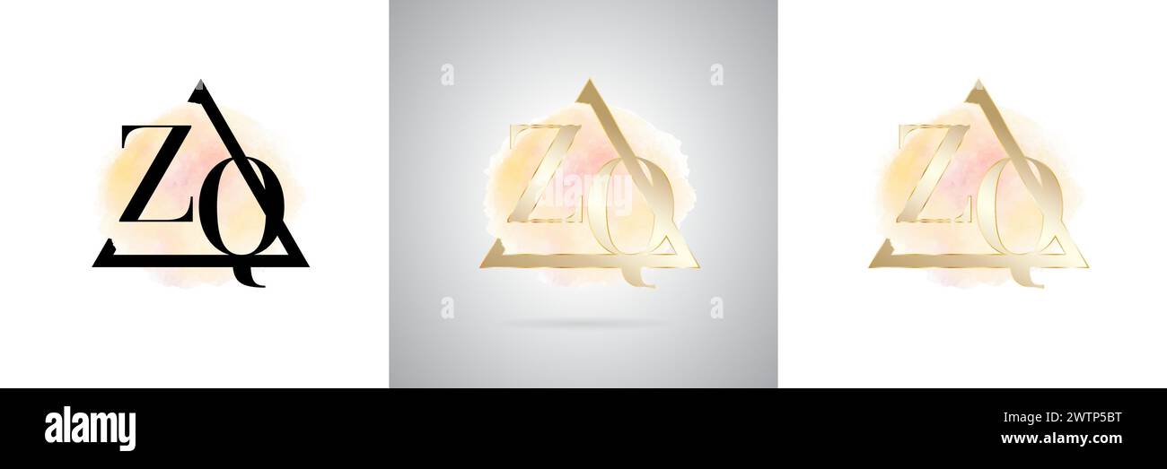 ZQ Letter Initial Brand Logo Design Stock Vector