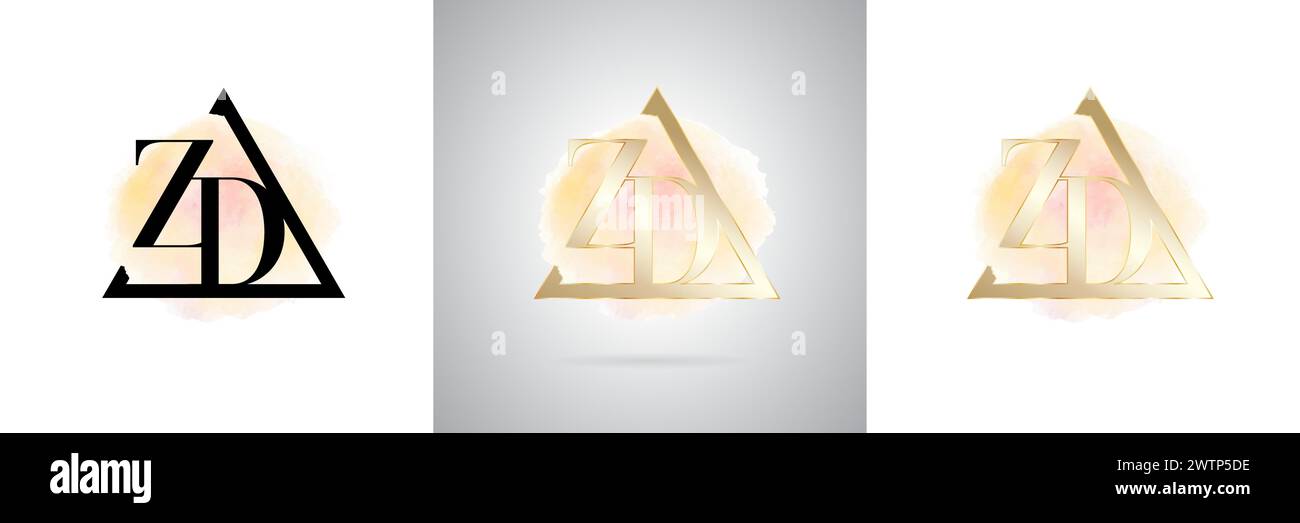 ZD Letter Initial Brand Logo Design Stock Vector