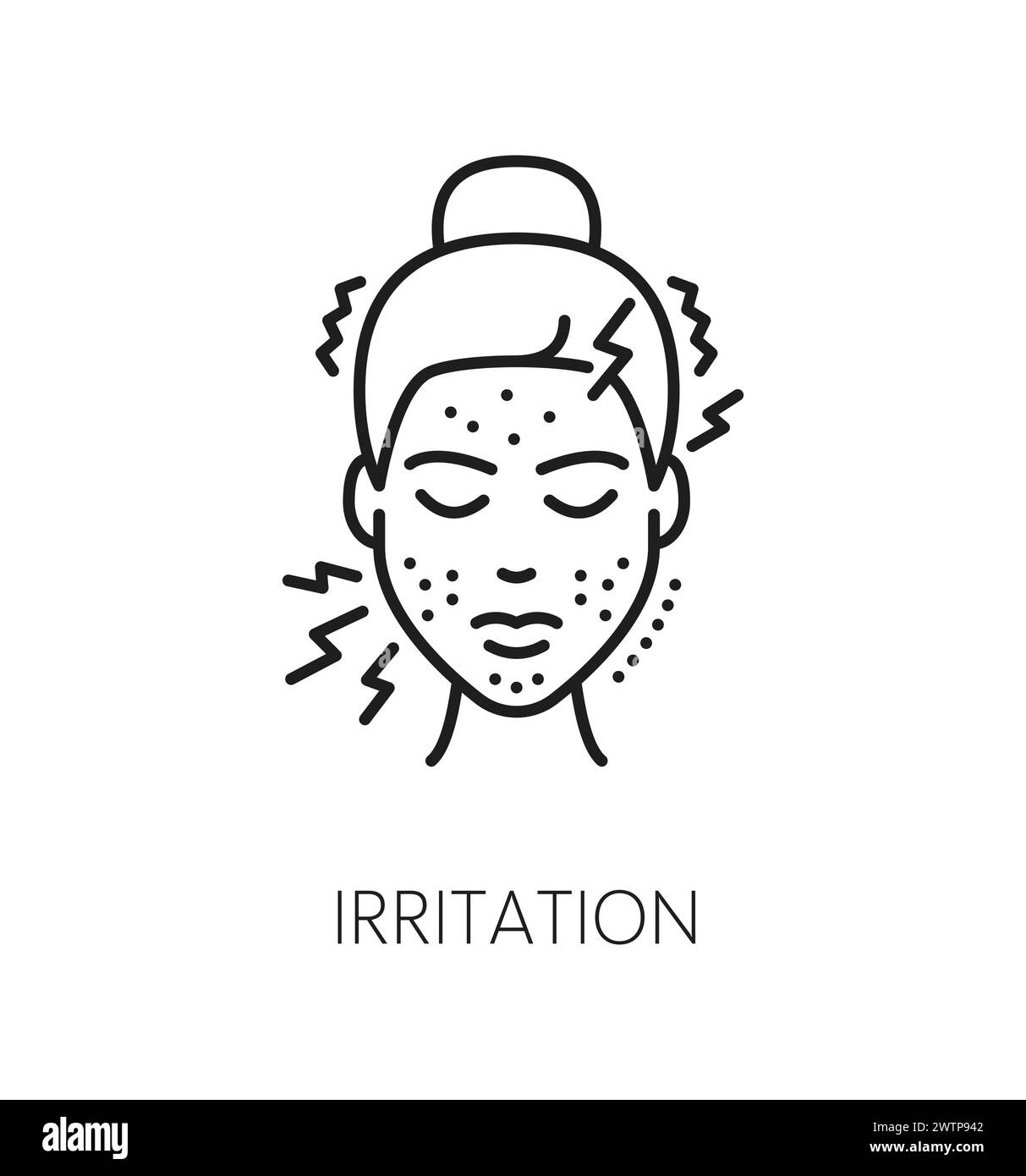 Irritation cosmetology icon. Face care, cosmetology, and skincare isolated vector sign depicts distressed face with redness, emphasizing the need for soothing treatments and gentle skin care practices Stock Vector
