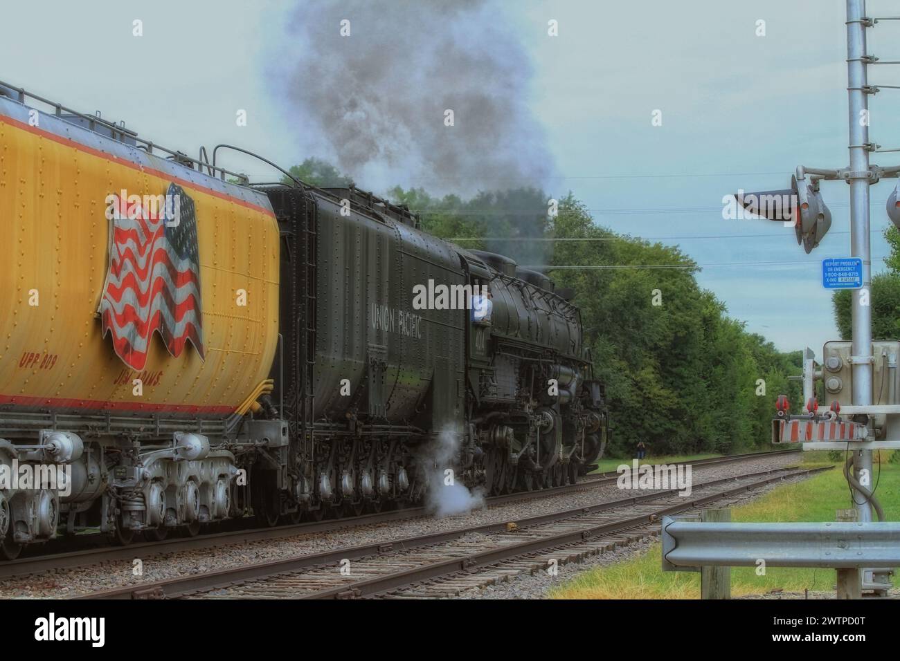 Big Boy 4014 Union Pacific Steam Train in Ellsworth Kansas USA that was on a Historical Day. Stock Photo