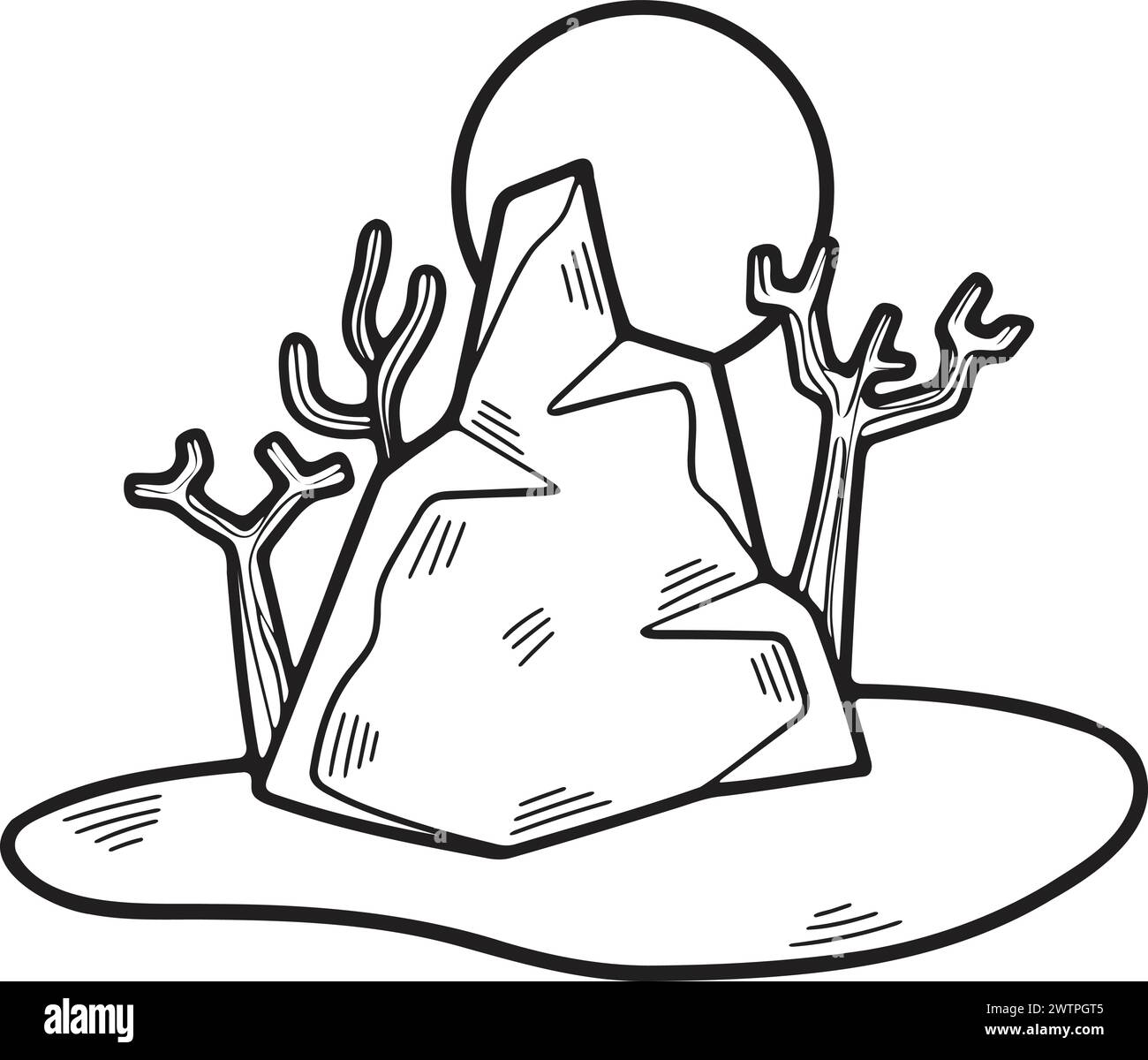 Hand Drawn natural island in flat style isolated on background Stock