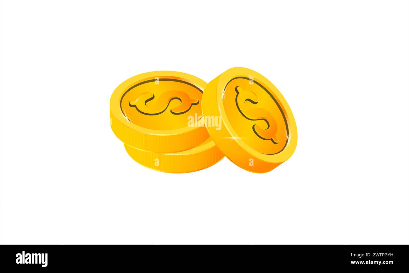 3d illustration golden coin on isolated white background Vector ...