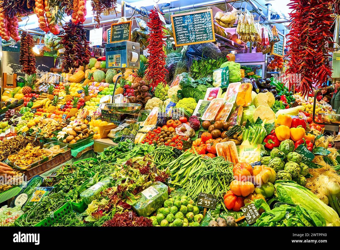 Fruits and vegetables inside a greengrocer Stock Photo - Alamy