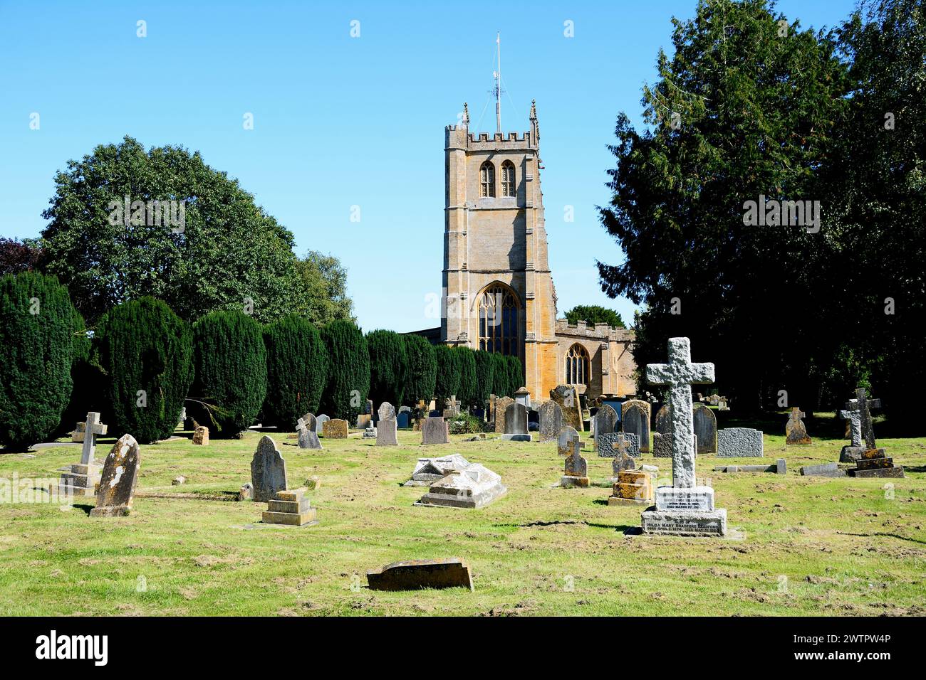 View of All Saints church and graveyard, Martock, Somerset, UK, Europe. Stock Photo