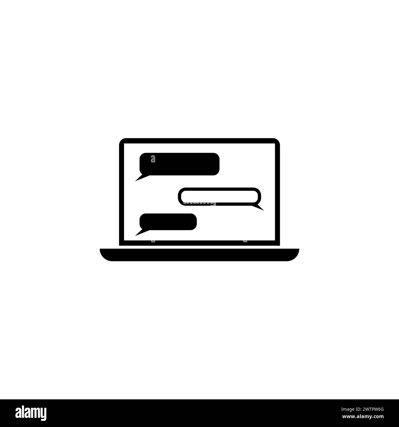 Laptop with Messenger Application flat vector icon. Simple solid symbol ...
