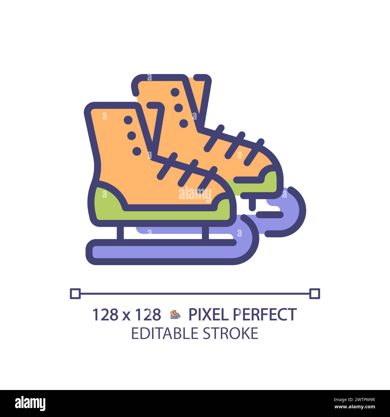 Ice figure skating pixel perfect RGB color icon Stock Vector Image
