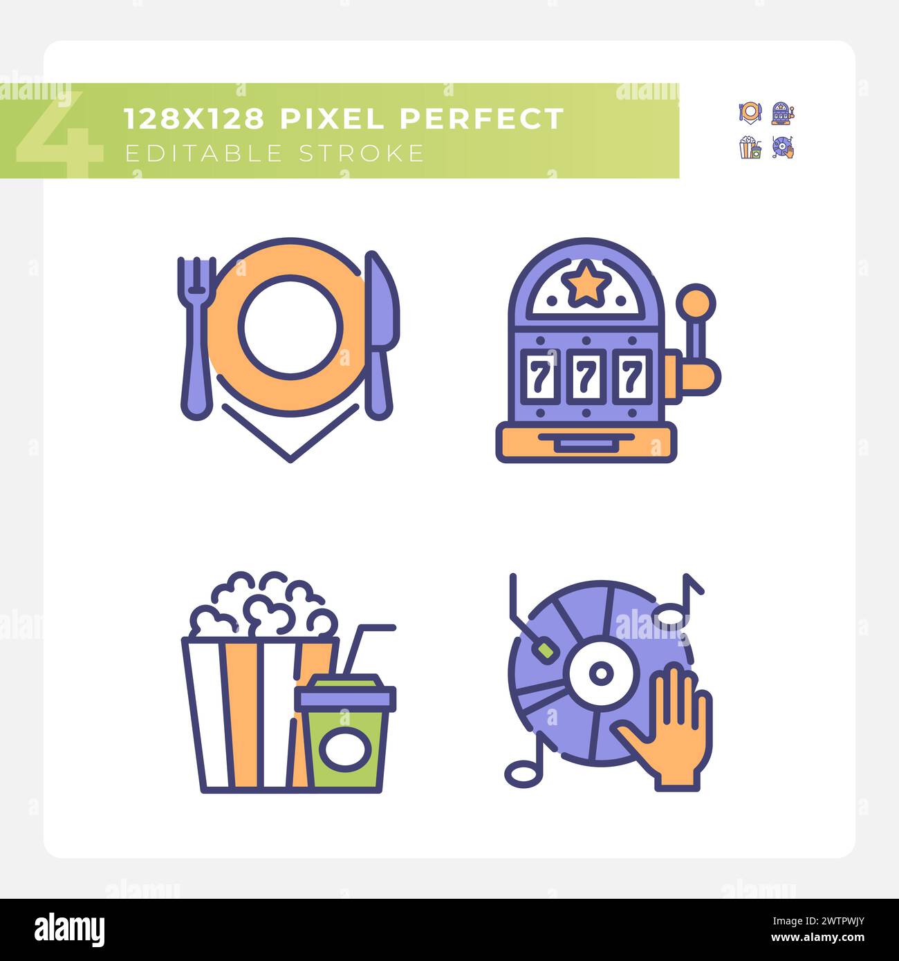 Leisure activities pixel perfect RGB color icons set Stock Vector Image ...