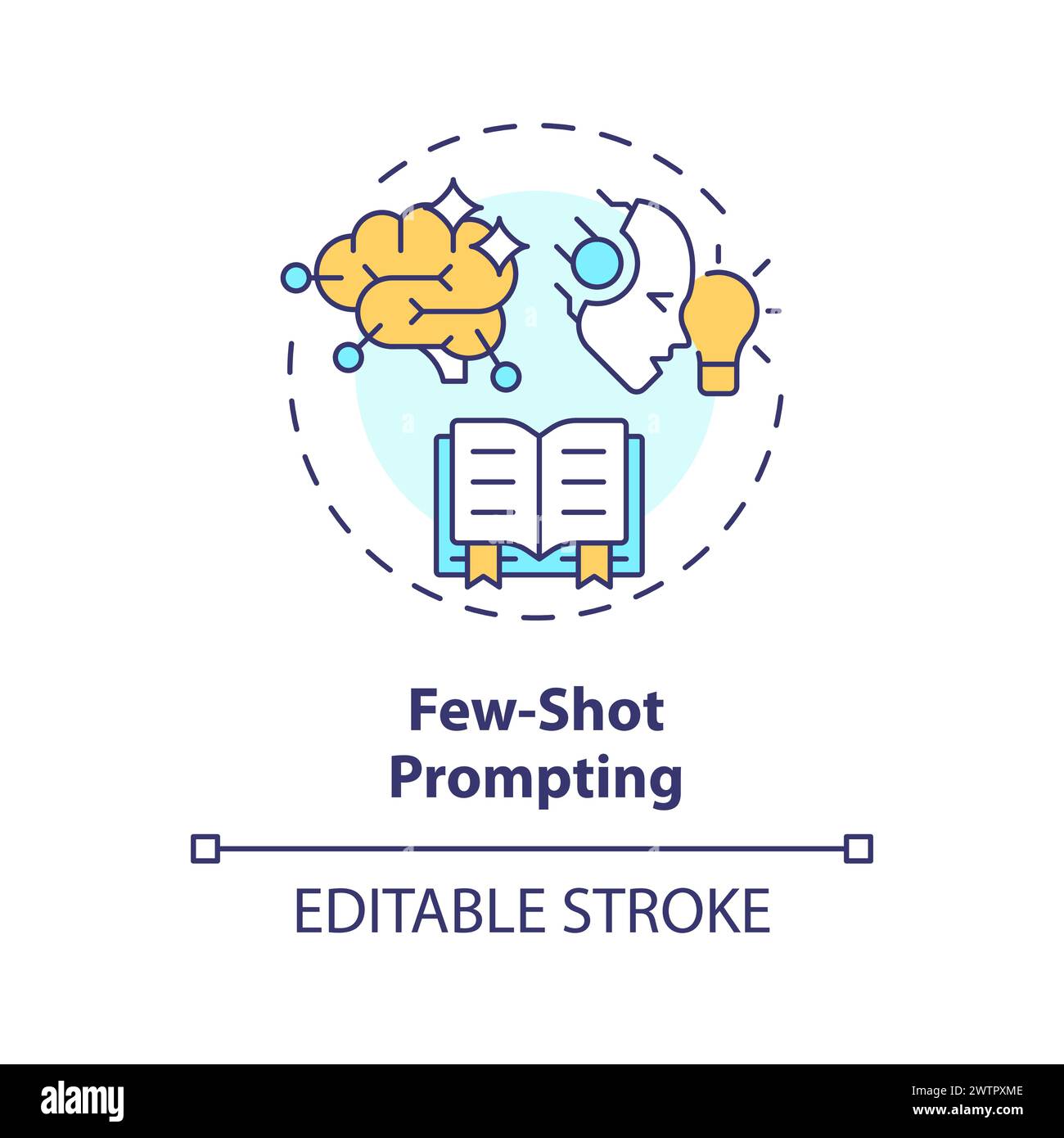 Few shot prompting multi color concept icon Stock Vector
