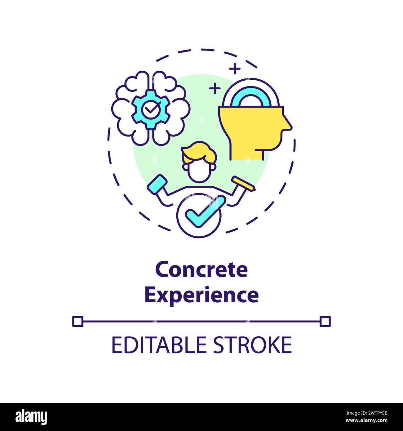 Concrete experience multi color concept icon Stock Vector