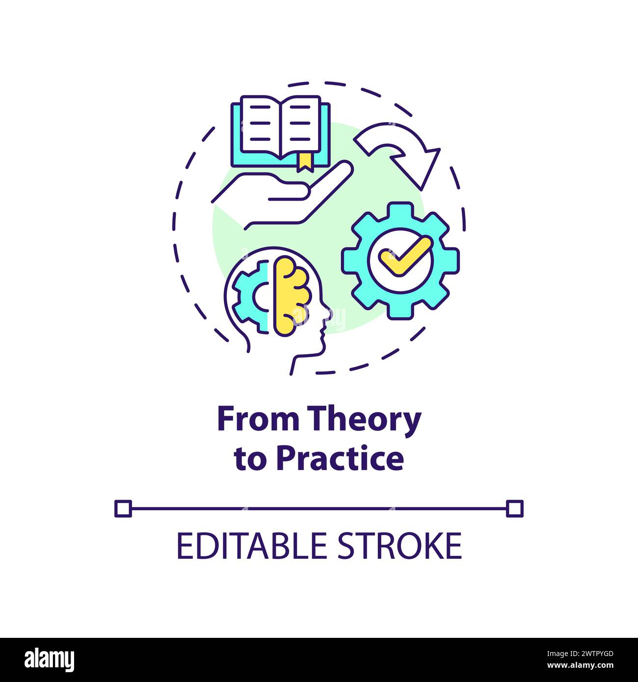 From theory to practice multi color concept icon Stock Vector Image ...