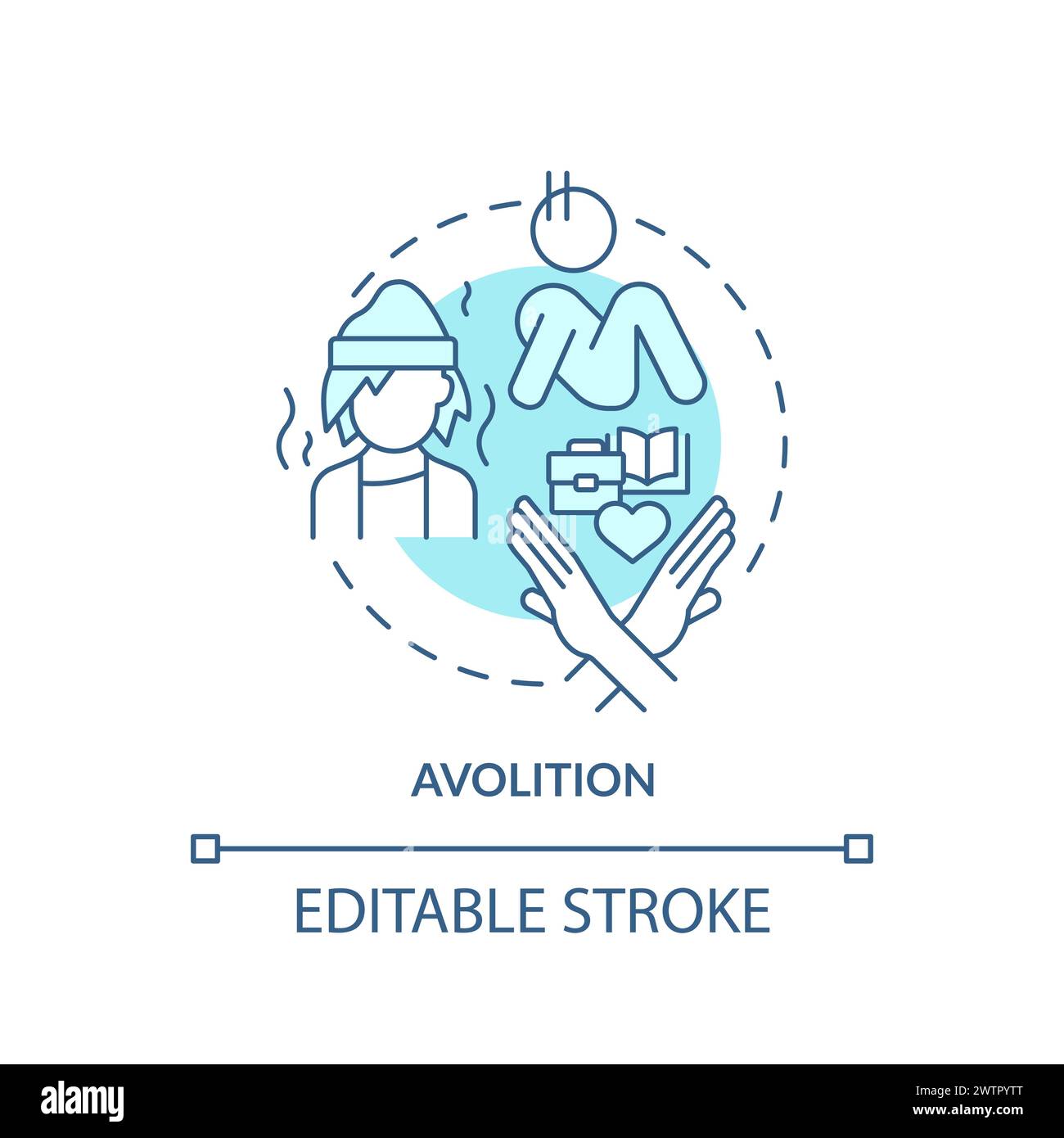 Avolition soft blue concept icon Stock Vector