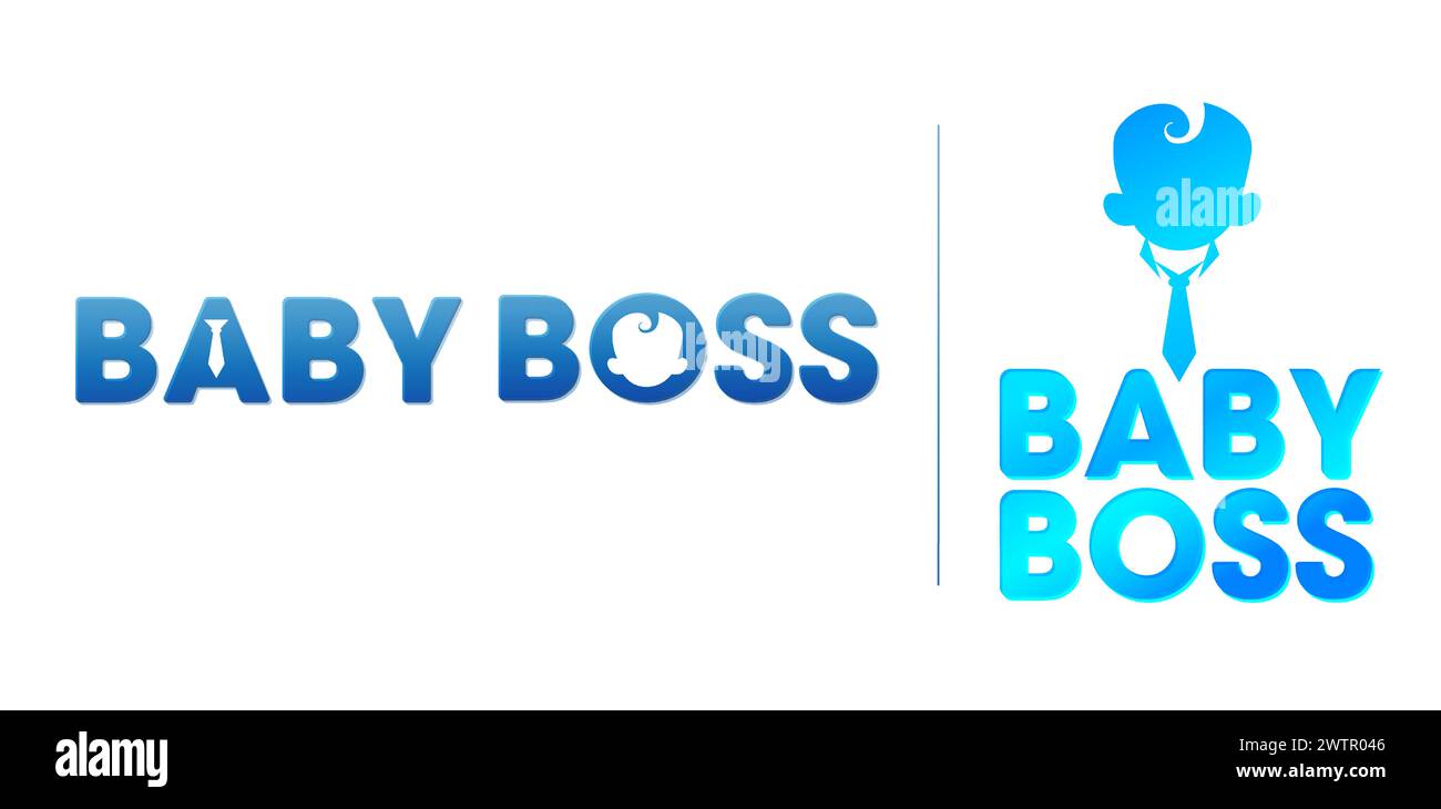 illustration of baby boss logotype lettering text effect isolated white background, applicable for screen printing clothes, fabric printing textile Stock Vector