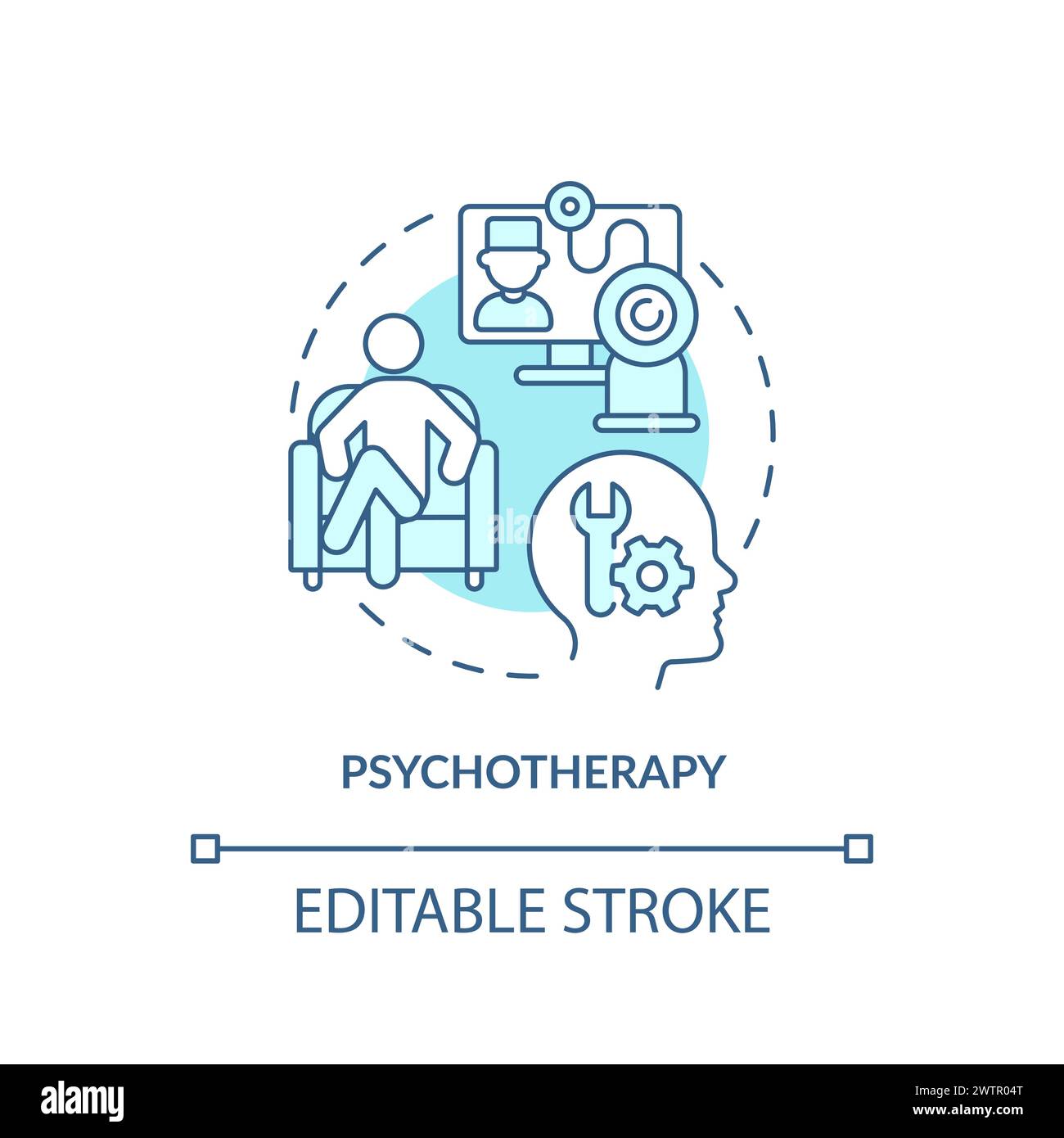 Psychotherapy soft blue concept icon Stock Vector Image & Art - Alamy