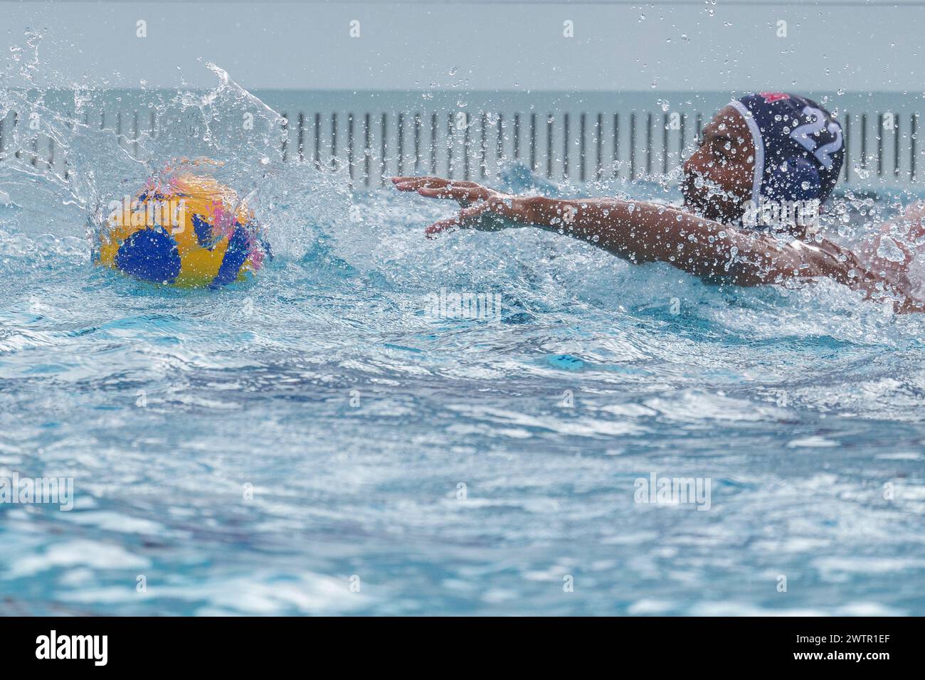 U.S. Olympic Water Polo Team attacker Max Irving trains for the Paris