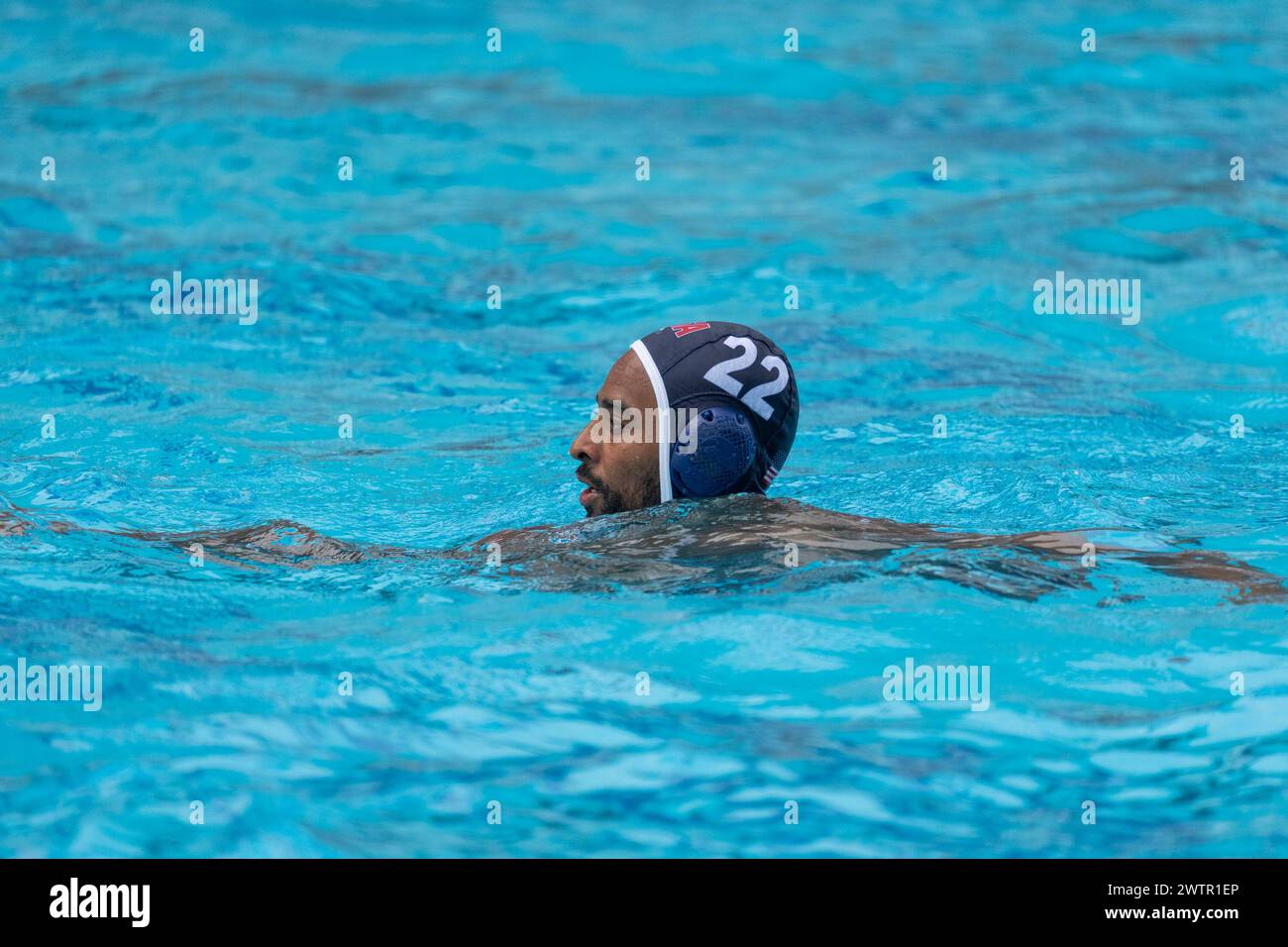 U.S. Olympic Water Polo Team attacker Max Irving trains for the Paris