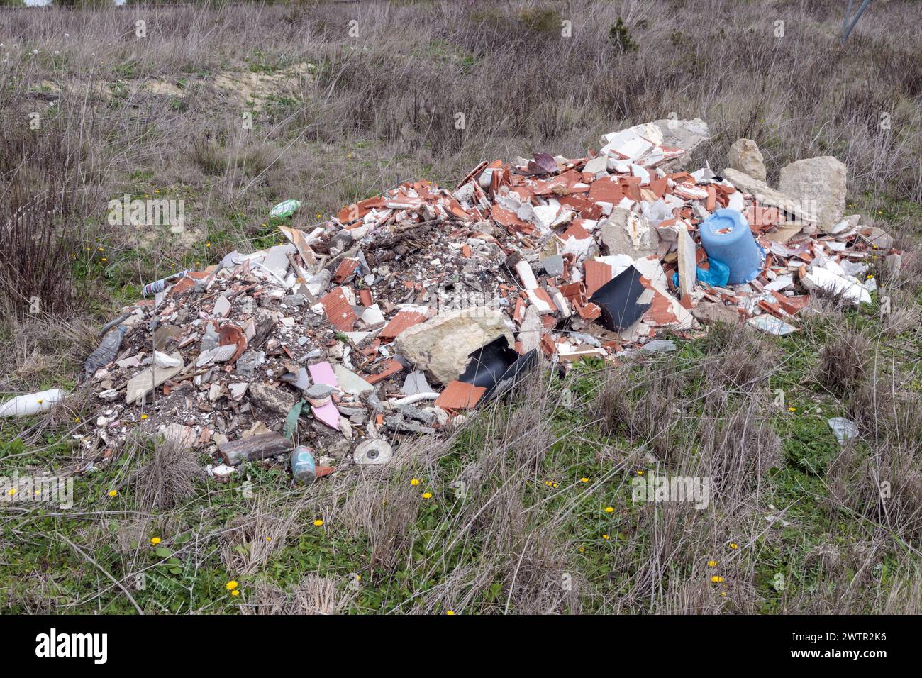 Wild dump in the countryside near Beziers. Occitanie, France Stock Photo