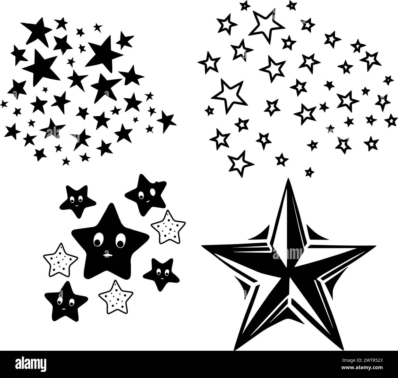 Star icon in cartoon isolated on white background. Vector illustration plastic volumetric yellow star Stock Vector