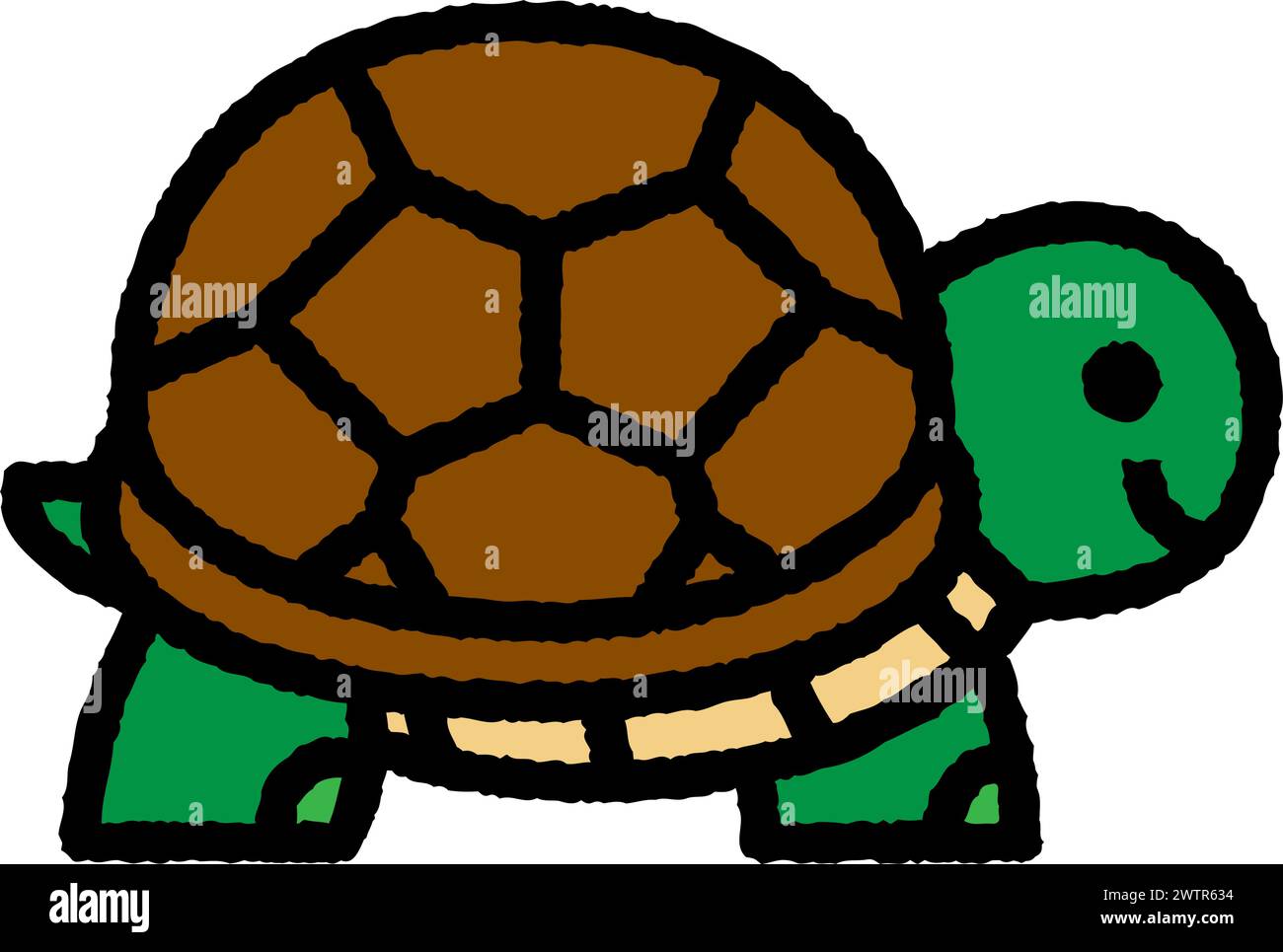 turtle cartoon roughen colored line icon for decoration, website, web, mobile app, printing, banner, logo, poster design, etc. Stock Vector