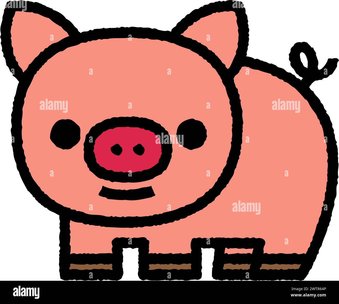 pig cartoon roughen filled outline icon for decoration, website, web ...