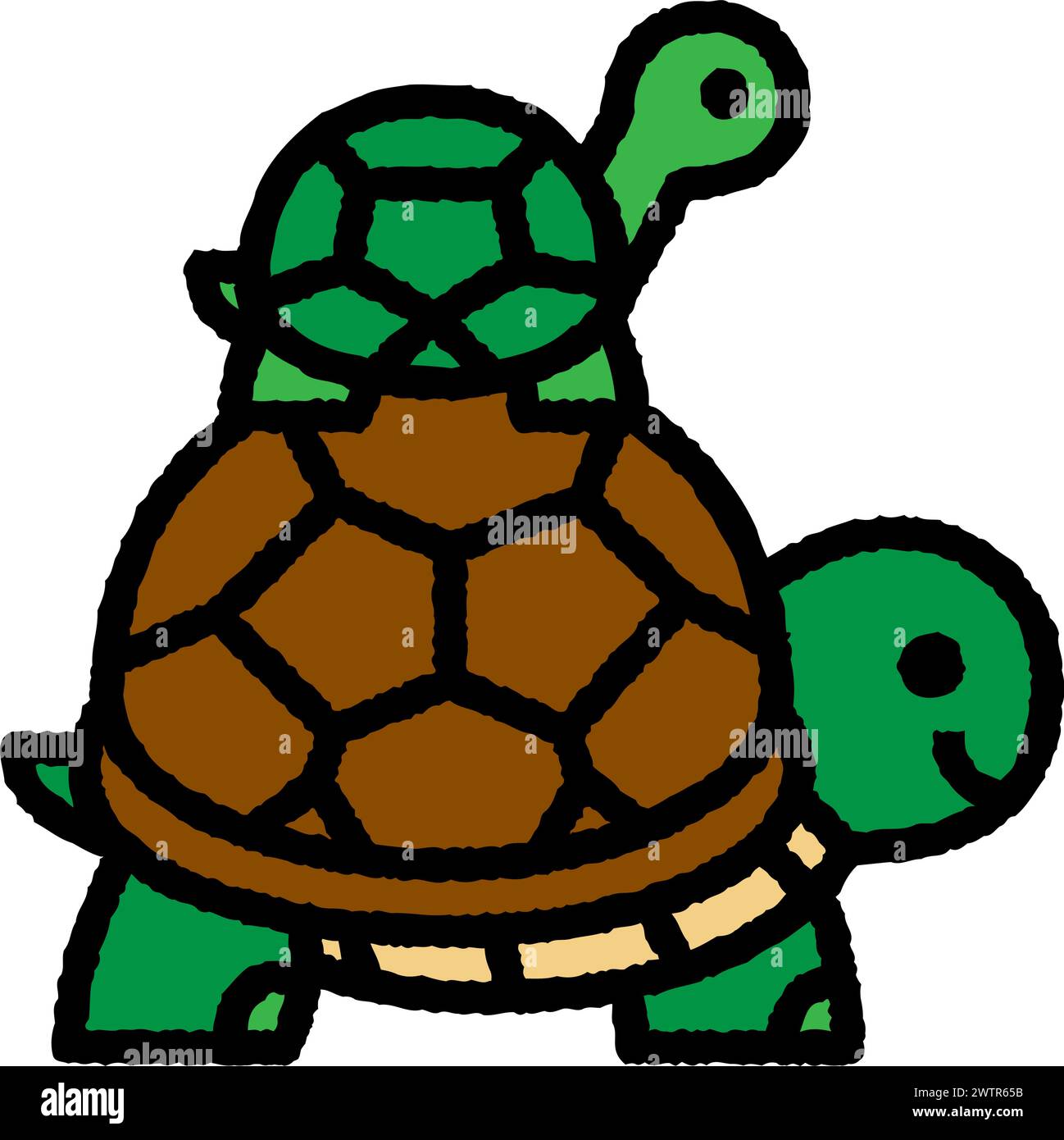 turtle family cartoon roughen filled outline icon for decoration, website, web, mobile app, printing, banner, logo, poster design, etc. Stock Vector
