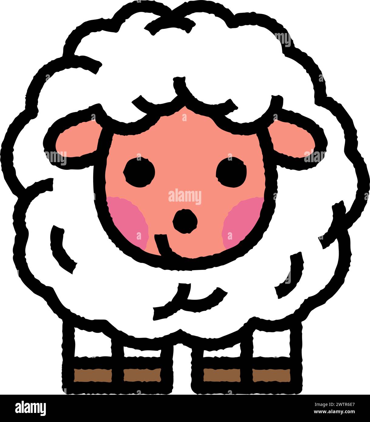 sheep cartoon roughen filled outline icon for decoration, website, web, mobile app, printing, banner, logo, poster design, etc. Stock Vector