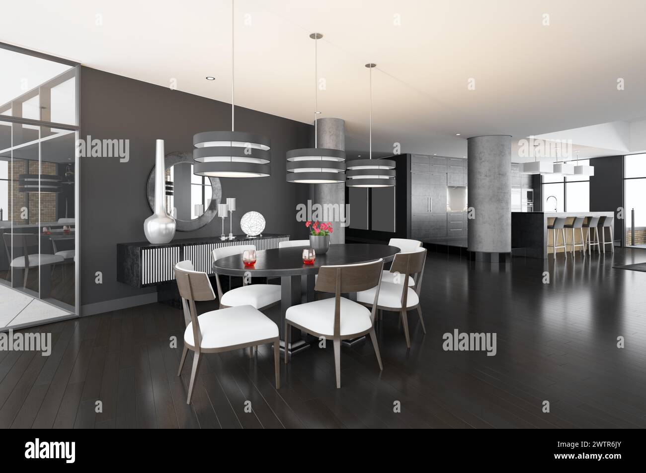 modern dining room interior in a luxury house Stock Photo - Alamy