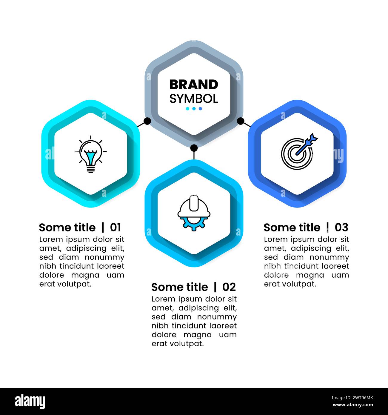 Infographic template with icons and 3 options or steps. Hexagons. Can ...