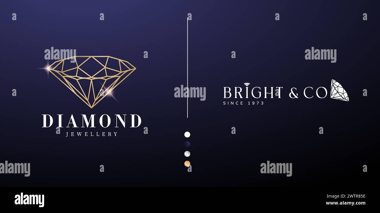 vector illustration Diamond Luxury jewelry logotype symbols isolated backgrounds for Branding and identity design, corporate mark logotype, Conceptual Stock Vector