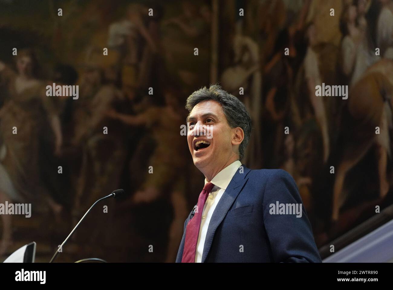 Shadow energy secretary Ed Miliband attends a Green Alliance event at RSA House, central London, to outline how the Labour party will meet the climate challenge. Picture date: Tuesday March 19, 2024. Stock Photo