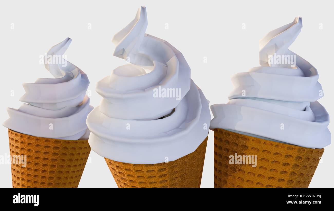 3d rendering of vanilla flavored ice cream on the white background ...