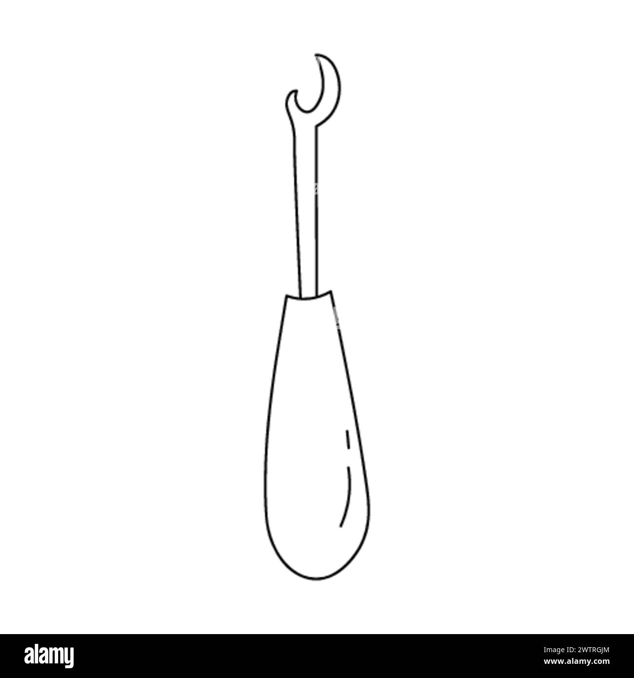 Hand drawn seam ripper for tailors, sewers isolated on white bg Stock Vector