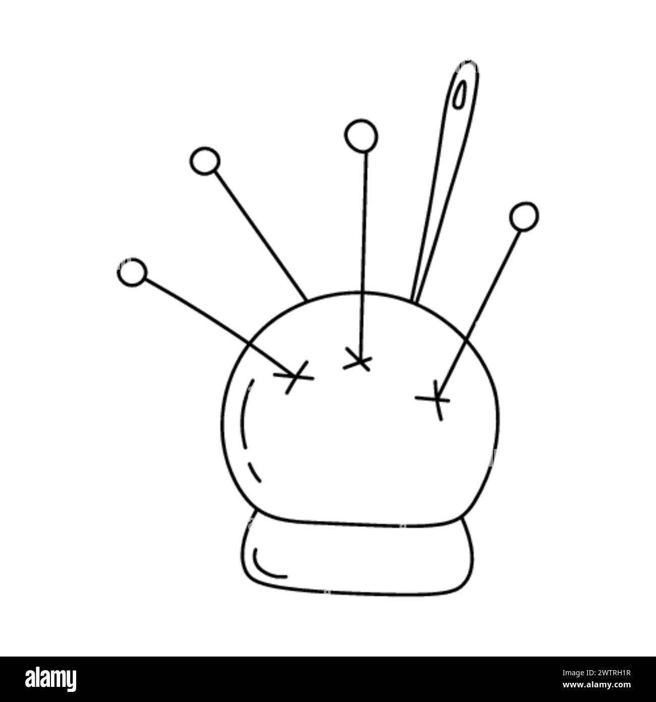 Soft pincushion for storing pins and needles on an isolated background. Pin cushion. Sewing tool