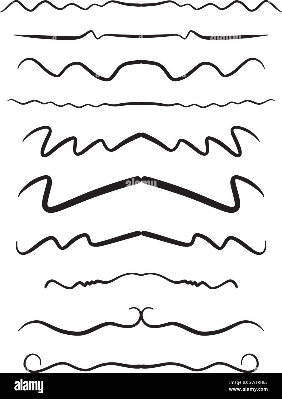Hand drawn divider icon vector illustration design element of swish ...