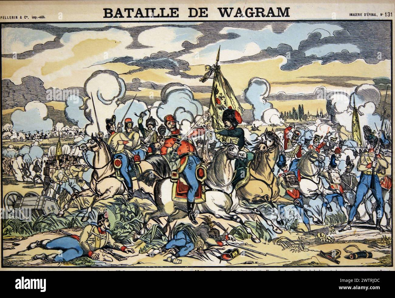 Napoleonic Wars. War of the Fifth Coalition. Battle of Wagram, July 1809. Belligerents: France, Austrian. French victory. Engraving by F. Georgin. Stock Photo