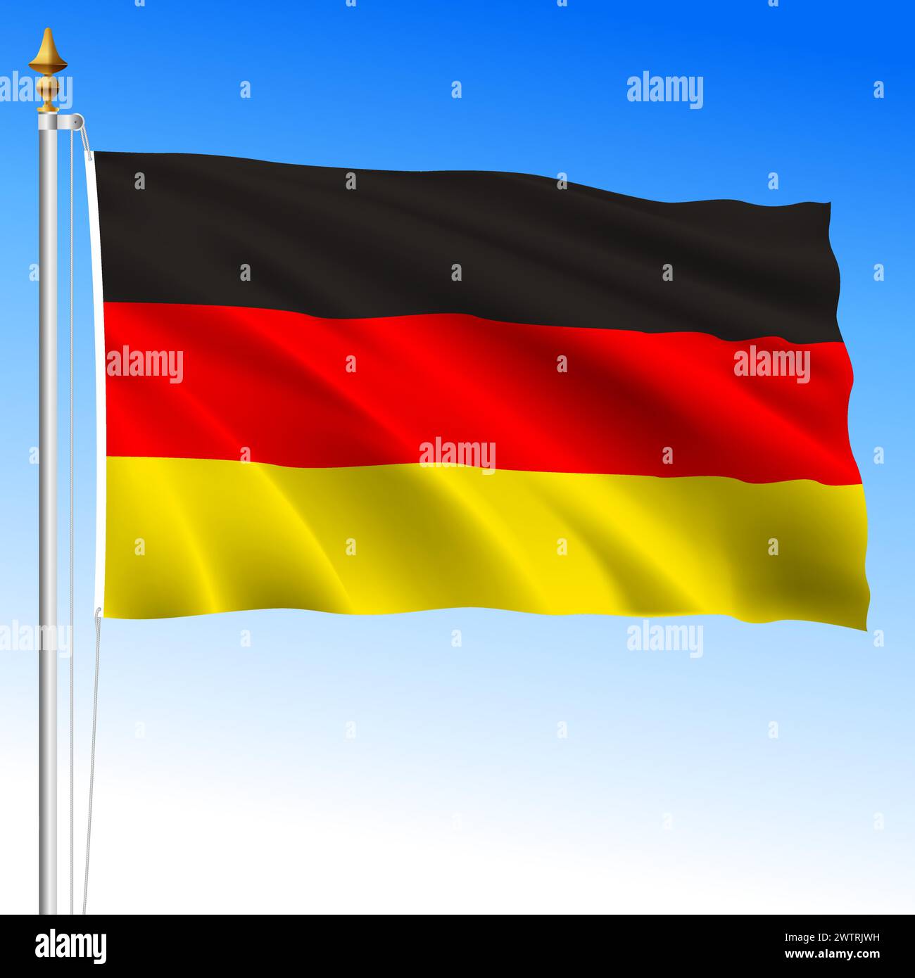 Federal Republic of Germany official waving flag, European Union, vector illustration Stock Vector