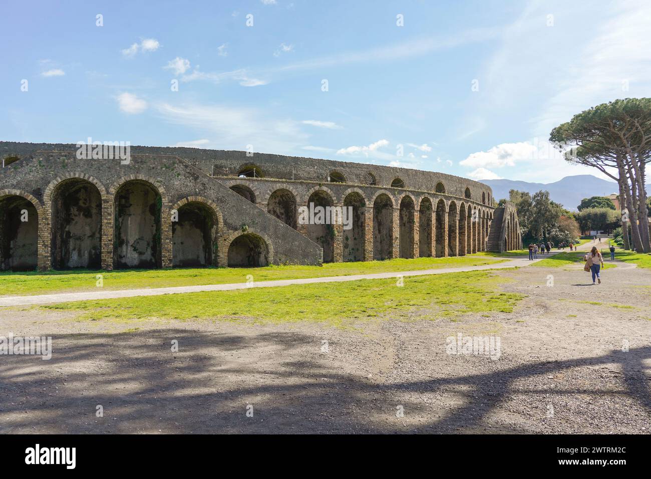 Amphitheater in the ancient city of Pompeii, Naples, Italy Stock Photo