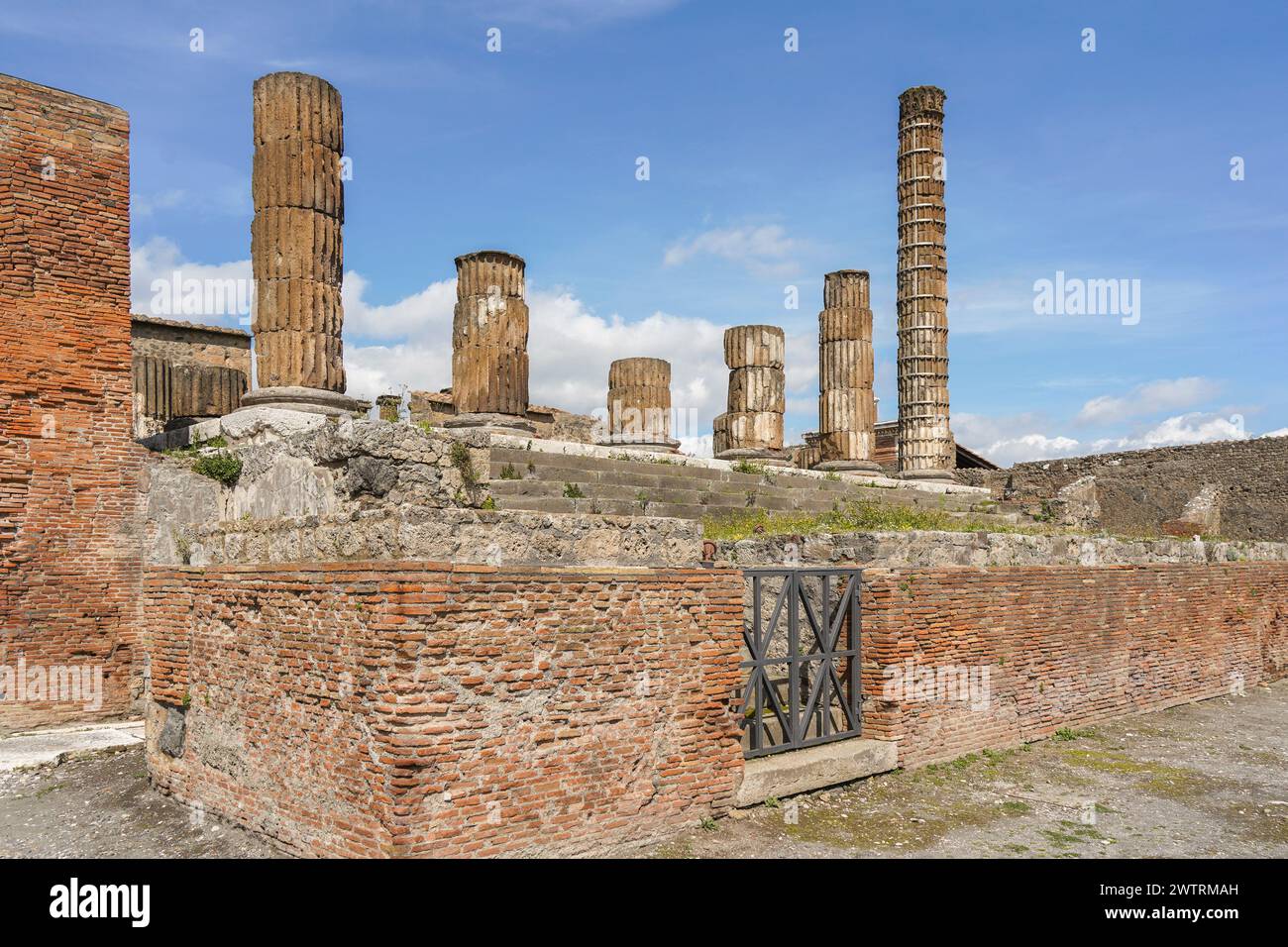 Pompeii Naples.Temple of Jupiter, at the city of Pompeii an ancient Roman town-city near Naples. Italy. Stock Photo
