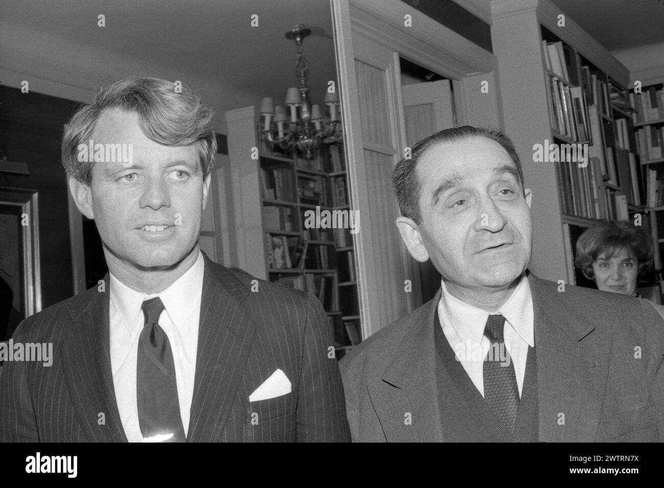 Portrait of Pierre Mendes France and Robert Kennedy 1967 ©Serge Hambourg/opale.photo Stock Photo
