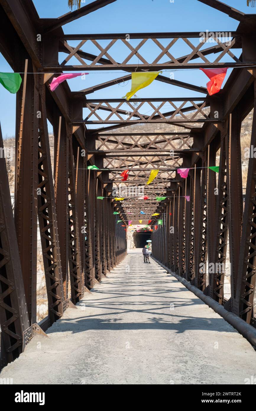 The iron bridge located in Faluling Village, Jingxing County, Shijiazhuang City, Hebei Province was built by France's Daydé & Pillé in 1906. It is sti Stock Photo